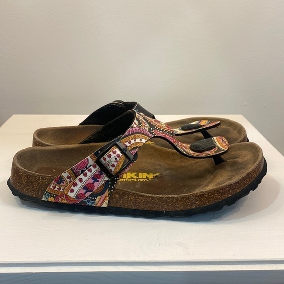 Viking Cork Thong Sandals with Colourful Abstract Design - Picture 1 of 10